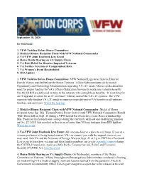 September 18, 2020 in This Issue: 1. VFW Testifies Before House