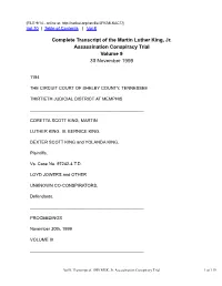Vol 9, Transcript of 1999 MLK, Jr. Assassination Conspiracy Trial 1 of 119 Before the Honorable James E