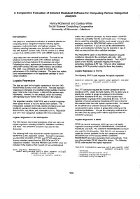 A Comparative Evaluation of Selected Statistical Software for Computing Various Categorical Analyses