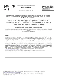 (AMEO) As a Coupling Agent on Curing and Mechanical Properties of Natural Rubber/Palm Kernel Shell Powder Composites