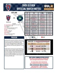 Indy Eleven Official Match Notes
