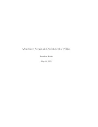 Quadratic Forms and Automorphic Forms