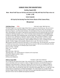 Sunday Field Trip Descriptions