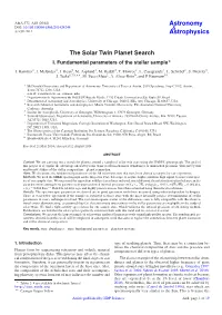 The Solar Twin Planet Search I