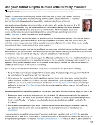 Use Your Author's Rights to Make Articles Freely Available
