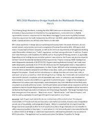 2020 Mandatory Design Standards for Multifamily Housing Part A