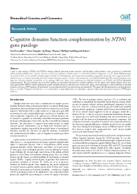 Cognitive Domains Function Complementation by NTNG Gene Paralogs Pavel Prosselkov1,2*, Denis Polygalov3, Qi Zhang1, Thomas J