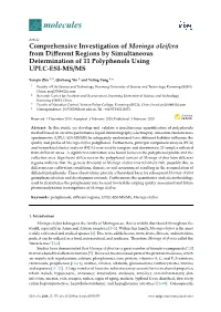 Comprehensive Investigation of Moringa Oleifera from Different