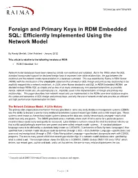 Foreign and Primary Keys in RDM Embedded SQL: Efficiently Implemented Using the Network Model