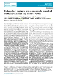 Reduced Net Methane Emissions Due to Microbial Methane Oxidation in a Warmer Arctic
