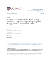 What Do Students Have to Say About Ecology and Evolution? Using Podcasting to Apply Integrative Biology Themes Across the Tree of Life Amy M