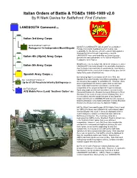 Italian Orders of Battle & TO&Es 1980-1989 V2.0 by R Mark Davies for Battlefront: First Echelon