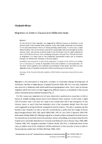 Migration on Crete in Classical and Hellenistic Times