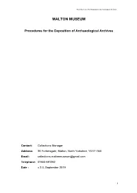 Procedures for the Deposition of Archaeological Archives