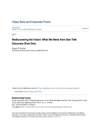 Rediscovering the Future: What We Need from Star Trek: Discovery (Part One)