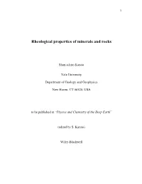 Rheological Properties of Minerals and Rocks