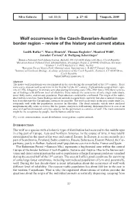 Wolf Occurrence in the Czech-Bavarian-Austrian Border Region – Review of the History and Current Status