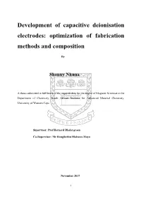 Development of Capacitive Deionisation Electrodes: Optimization of Fabrication Methods and Composition