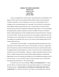 JOSHUA: the LORD IS SALVATION Joshua’S Call Joshua 1:1-18 Layne Lebo June 12, 2016