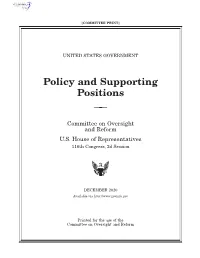 Policy and Supporting Positions