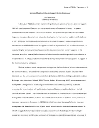 Universal Positive Behavior Support for the Classroom