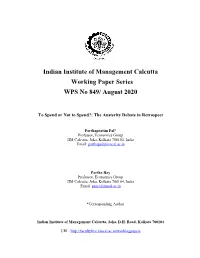 Indian Institute of Management Calcutta Working Paper Series WPS No 849/ August 2020