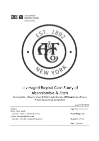 Leveraged Buyout Case Study of Abercrombie & Fitch