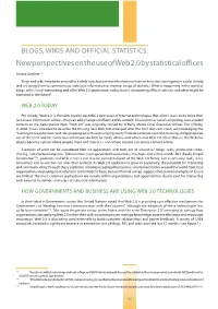 New Perspectives on the Use of Web 2.0 by Statistical Offices