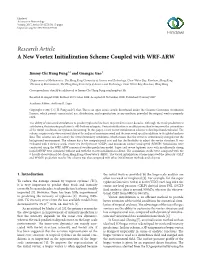 Research Article a New Vortex Initialization Scheme Coupled with WRF-ARW
