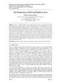 The Manifestation of Mood and Modality in Texts