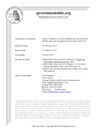 Three (3) National Archives and Records Administration (NARA) Records Management Documents, 2004-2017