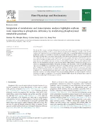 Integration of Metabolome and Transcriptome Analyses Highlights Soybean Roots Responding to Phosphorus Deﬁciency by Modulating Phosphorylated T Metabolite Processes