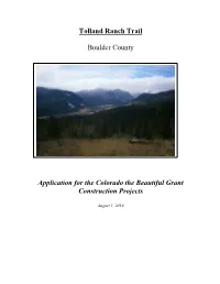 Tolland Ranch Trail Boulder County Application for the Colorado The