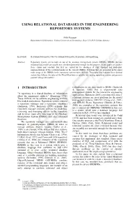 Using Relational Databases in the Engineering Repository Systems