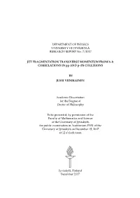 JET FRAGMENTATION TRANSVERSE MOMENTUM from H–H CORRELATIONS in Pp and P–Pb COLLISIONS