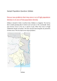 Kolkata Discuss Two Problems That May Arise in an of High Population