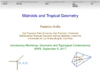 Matroids and Tropical Geometry