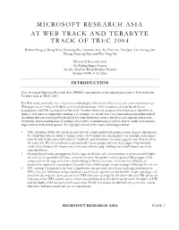 Microsoft Research Asia at Web Track and Terabyte
