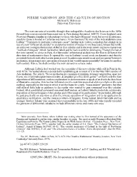 PIERRE VARIGNON and the CALCULUS of MOTION Michael S