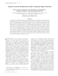 Targeted Genome Modification in Mice Using Zinc-Finger Nucleases