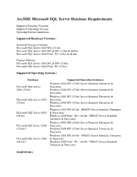 Arcsde Microsoft SQL Server Database Requirements