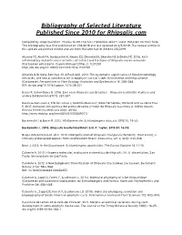 Bibliography of Selected Literature Published Since 2010 for Rhipsalis.Com