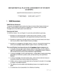 Departmental Plan for Assessment of Student Learning ***Revised