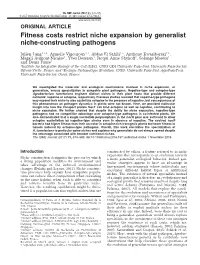 Fitness Costs Restrict Niche Expansion by Generalist Niche-Constructing Pathogens