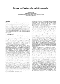 Formal Verification of a Realistic Compiler
