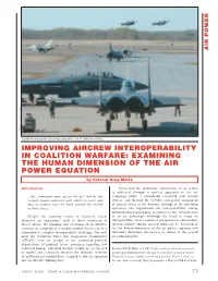 Improving Aircrew Interoperability in Coalition Warfare: Examining the Human Dimension of the Air Power Equation