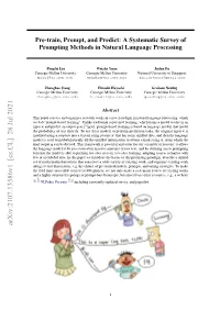Pre-Train, Prompt, and Predict: a Systematic Survey of Prompting Methods in Natural Language Processing