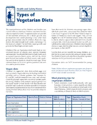 Types of Vegetarian Diets