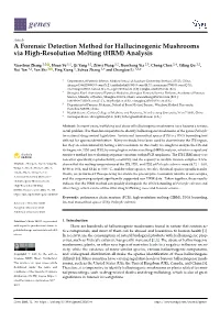 A Forensic Detection Method for Hallucinogenic Mushrooms Via High-Resolution Melting (HRM) Analysis