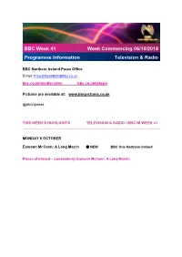 BBC Week 41 Programme Information Week Commencing 06/10